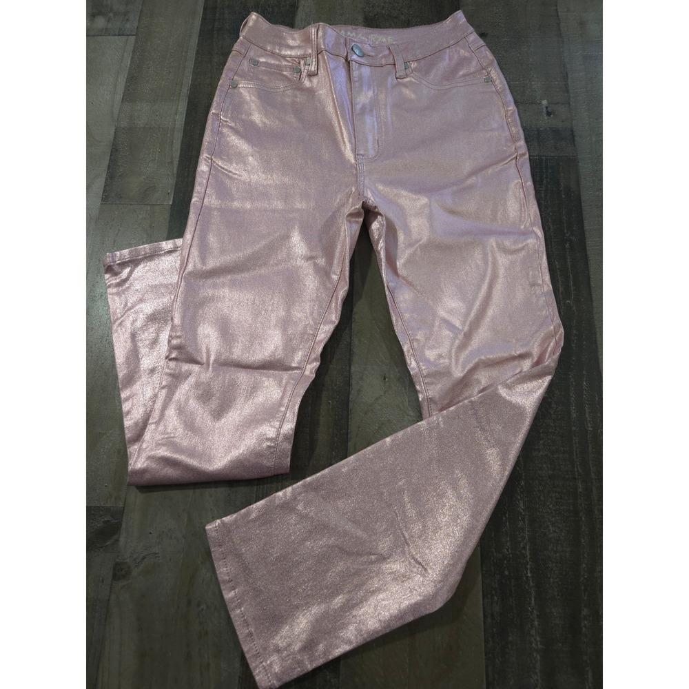 Gemma Rae Pink Metallic Jeans Womens 9 High Rise Straight Leg GRB0060 Shimmer